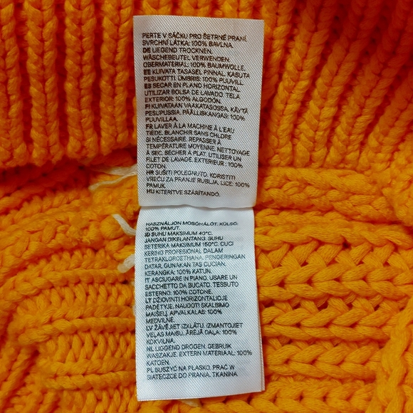 H&M orange oversize shoulder-pad cropped chunky sweater, M, NWT - Picture 8 of 9